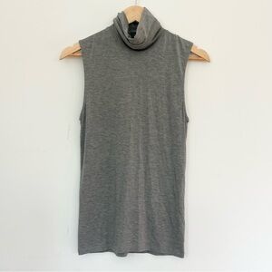 Majestic Filatures Paris Soft Touch Deluxe Gray Sleeveless Turtleneck Top Tee 2